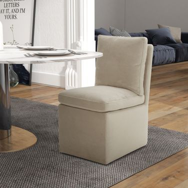 Accent Dining Chair with Casters In Wicker
