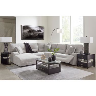 Acklen Place 5-Piece LAF Power Reclining Sectional with Chaise In Pewter