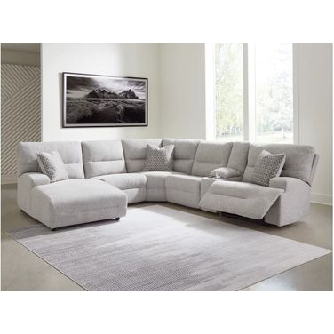 Acklen Place 6-Piece Power Reclining Sectional with LAF Chaise In Pewter