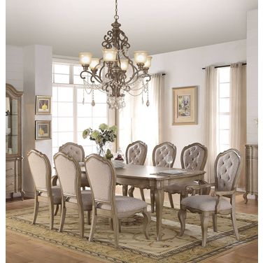 Acme Chelmsford 9 Piece Dining Set In Antique Taupe