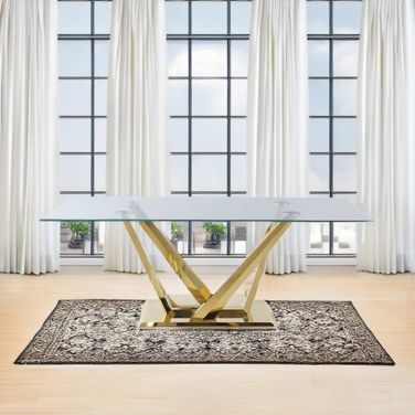 Acme Barnard Dining Table In Clear Glass And Mirrored Silver Finish
