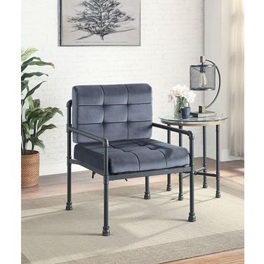 Acme Brantley Chair In Gray Velvet And Sandy Gray Finish