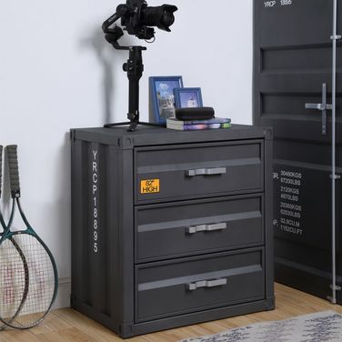 Acme Cargo 3-Drawer Chest In Gunmetal Finish