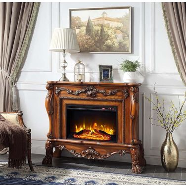 Acme Dresden Fireplace In Cherry Oak Finish