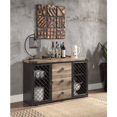 Acme Edina Server In Oak And Sandy Black Finish