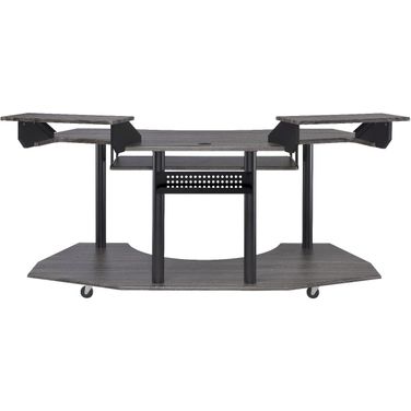 Eleazar Music Recording Studio Desk with 2 Hutch In Black Oak