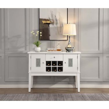 Acme Elizaveta Server In Gray Velvet And White High Gloss Finish