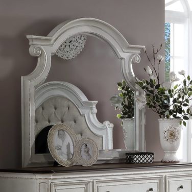 Acme Florian Mirror In Antique White