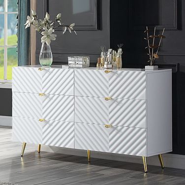 Acme Gaines Dresser In White High Gloss Finish