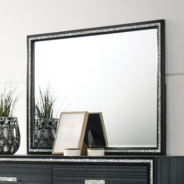 Acme Haiden Mirror In Weathered Black Finish