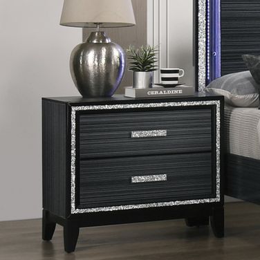 Acme Haiden Nightstand In Weathered Black Finish