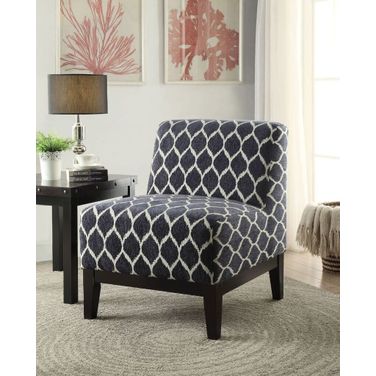 Acme Hinte Accent Chair In Dark Blue Chenille