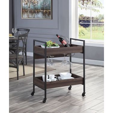 Acme Jerrick Serving Cart In Walnut and Black Finish