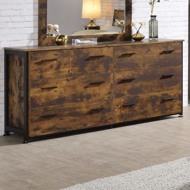 Acme Juvanth Dresser In Rustic Oak And Black Finish