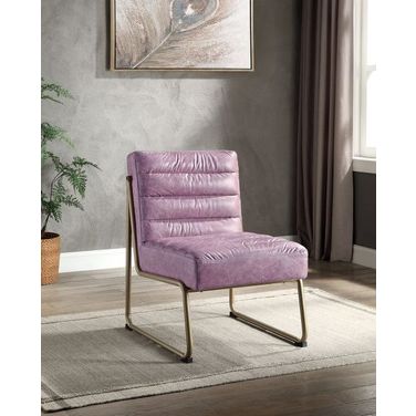 Acme Loria Accent Chair In Wisteria Top Grain Leather