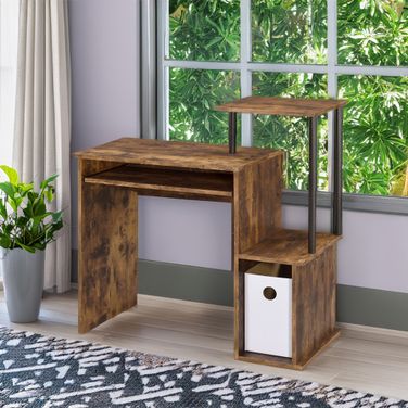 Acme Lyphre Computer Desk In Weathered Oak And Black Finish