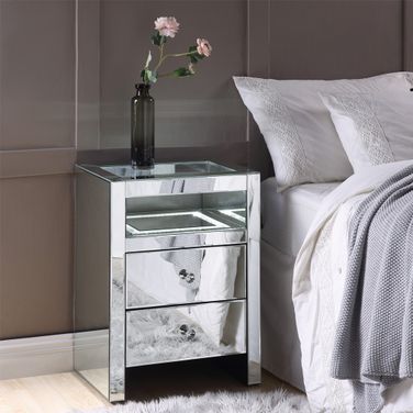 Acme Malish Accent Table With Led In Mirrored