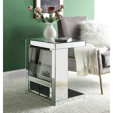 Acme Meria Accent Table In Mirrored And Clear Glass 97939