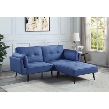Acme Nafisa Adjustable Sofa and Ottoman In Blue Fabric