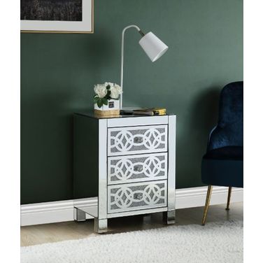 Acme Noralie Accent Table In Mirrored And Faux Diamonds 97947
