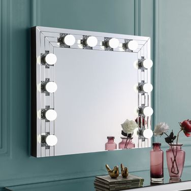 Acme Noralie Wall Decor In Mirrored And Faux Diamonds AC00761