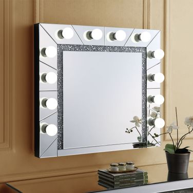Acme Noralie Wall Decor In Mirrored And Faux Diamonds AC00762
