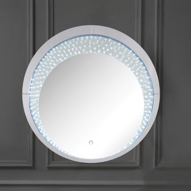Acme Nysa Wall Decor With Led In Mirrored And Faux Crystals 97590