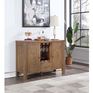 Acme Pascaline Server In Rustic Brown And Oak Finish