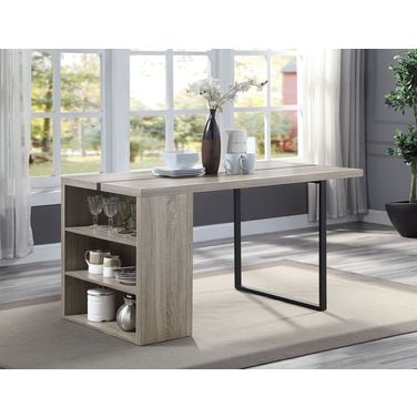 Acme Patwin Dining Table In Rustic Oak And Black Finish