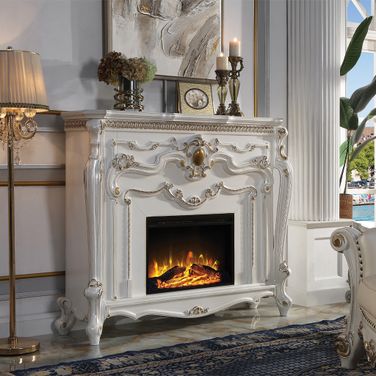 Acme Picardy Fireplace In Antique Pearl Finish