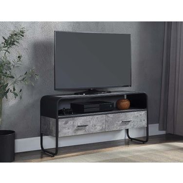 Raziela 39 Inch TV Stand In Concrete Gray And Black Finish In Grey