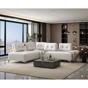 Acme Turano Sectional Sofa In Pearl White Leather
