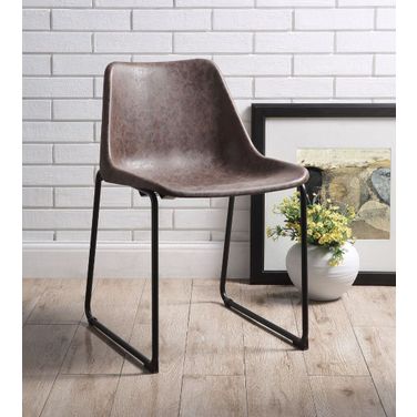 Acme Valgus Side Chair Set Of 2 In Vintage Mocha and Black
