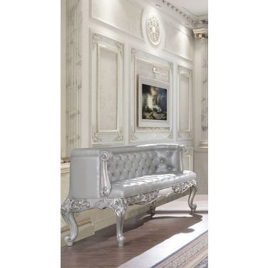 Acme Valkyrie Bench In Light Gold And Gray Finish