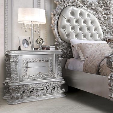 Acme Valkyrie Nightstand In Light Gold And Gray Finish