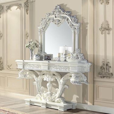 Acme Vanaheim Mirror In Antique White Finish LV00807