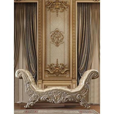 Acme Vatican Bench In Light Gold And Champagne Silver Finish