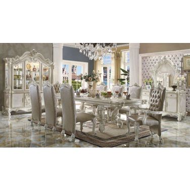 Acme Versailles 9-Piece Pedestal Dining Set in Bone White