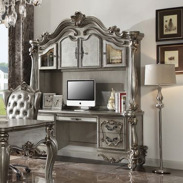 Acme Versailles Computer Desk And Hutch In Antique Platinum