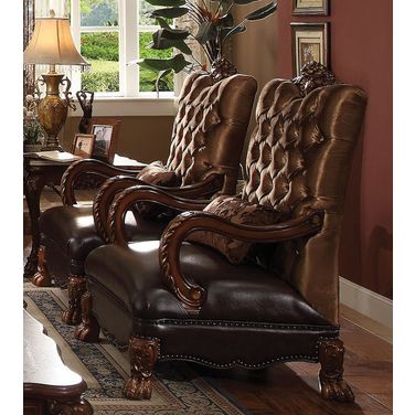 Dresden Living Room Chair in Golden Brown Velvet and Cherry Oak