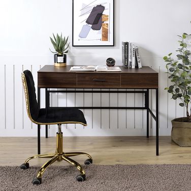 Acme Verster Built-In Usb Port Writing Desk In Oak And Black Finish
