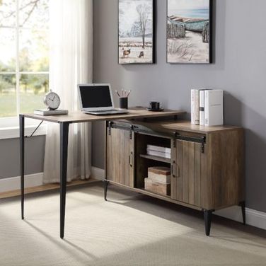 Zakwani 48 Inch Writing Desk In Rustic Oak And Black Finish