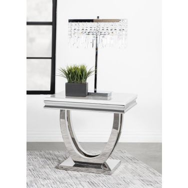 Kerwin U-base Square End Table White and Chrome
