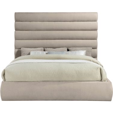 Adam Chenille Fabric King Bed In Beige Chenille