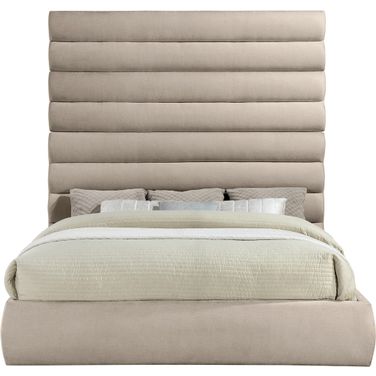 Adam Chenille Fabric King Bed In Beige Chenille