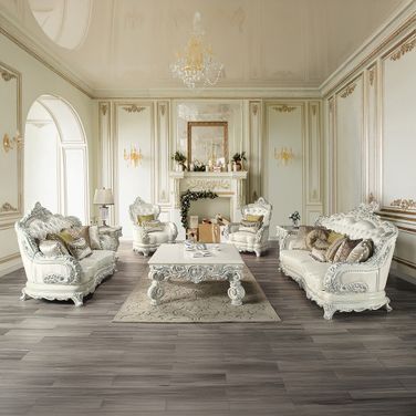 Adara Living Room Set In Pearl White