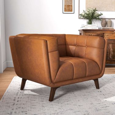 Addison Cognac Genuine Leather Lounge Chair