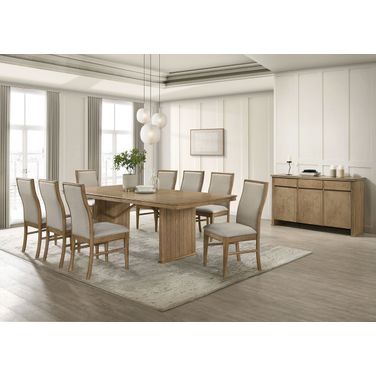 Adina Dining Room Set With Extendable Table In Distressed Light Brown