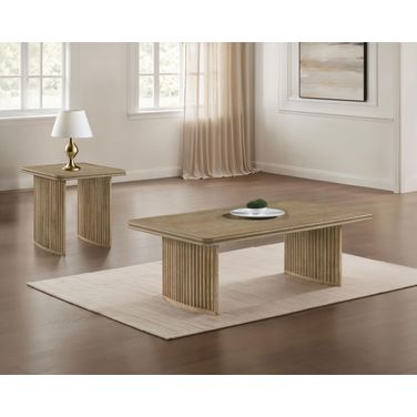 Adina Rectangular Wood Occasional Table Set In Distressed Light Brown