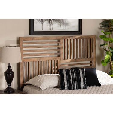 Adler Modern and Contemporary Transitional Ash Walnut Finished Wood Queen Size Headboard
